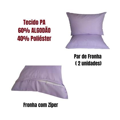 Imagem de Par De Fronha Lisa PA Com Zíper para Travesseiro