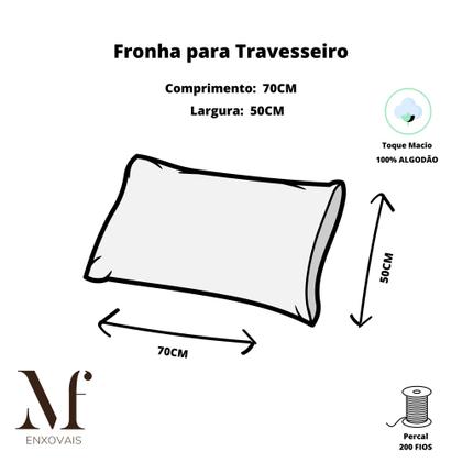 Imagem de Par de Fronha Travesseiro 100% Algodão Aveludado 200 Fios (2 Fronhas) Liso 50CM x 70CM