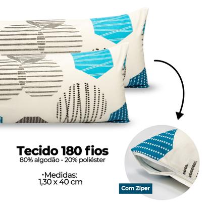 Imagem de Par De Fronha Xuxão 1,30m x 0,40cm Capa Travesseiro Corpo Grande C/ Zíper 180 Fios Estampado
