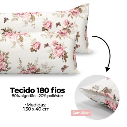 Imagem de Par De Fronha Xuxão 1,30m x 0,40cm Capa Travesseiro Corpo Grande C/ Zíper 180 Fios Estampado