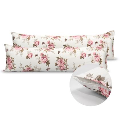 Imagem de Par De Fronha Xuxão 1,30m x 0,40cm Capa Travesseiro Corpo Grande C/ Zíper 180 Fios Estampado