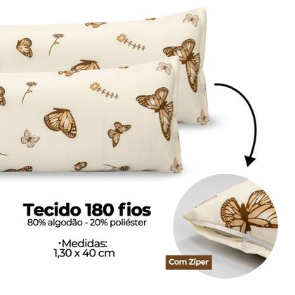 Imagem de Par De Fronha Xuxão 1,30m x 0,40cm Capa Travesseiro Corpo Grande C/ Zíper 180 Fios Estampado