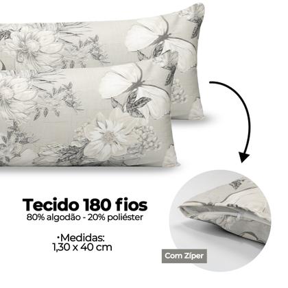 Imagem de Par De Fronha Xuxão 1,30m x 0,40cm Capa Travesseiro Corpo Grande C/ Zíper 180 Fios Estampado