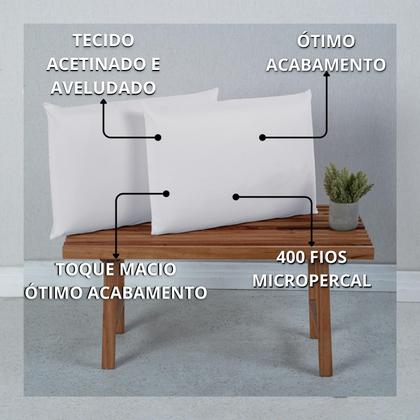 Imagem de Par de Fronhas 400 Fios Micropercal Toque Macio Aveludado Cama Box