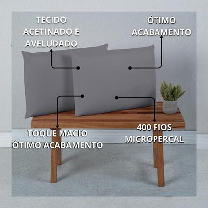 Imagem de Par de Fronhas 400 Fios Micropercal Toque Macio Aveludado Cama Box