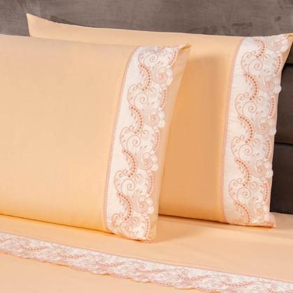 Imagem de Par de Fronhas 90 X 50 com Barrado Bordado Richilieu 100% Algodão 200 Fios