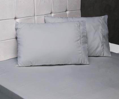 Imagem de Par de Fronhas Avulsas Micropercal Cores Lisas Ponto Palito