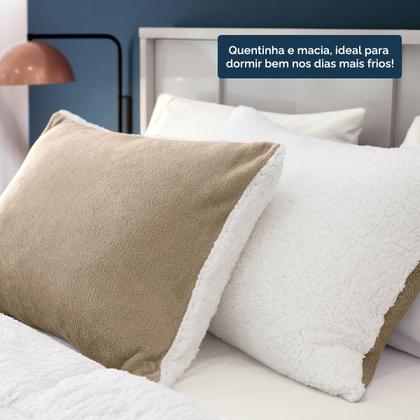 Imagem de Par De Fronhas Sherpa/Manta Soft Fleece Dupla Face 70 X 50cm