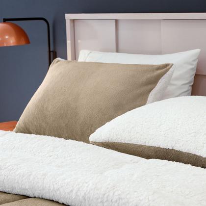 Imagem de Par De Fronhas Sherpa/Manta Soft Fleece Dupla Face 70 X 50cm