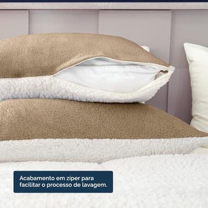Imagem de Par De Fronhas Sherpa/Manta Soft Fleece Dupla Face 70 X 50cm