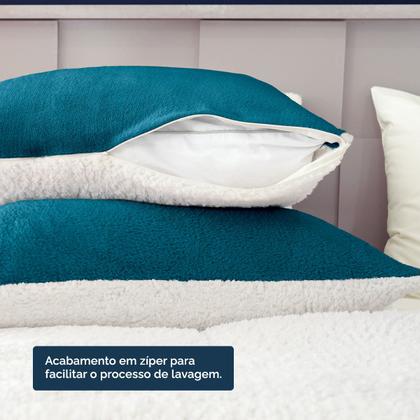 Imagem de Par De Fronhas Sherpa/Manta Soft Fleece Dupla Face 70 X 50cm