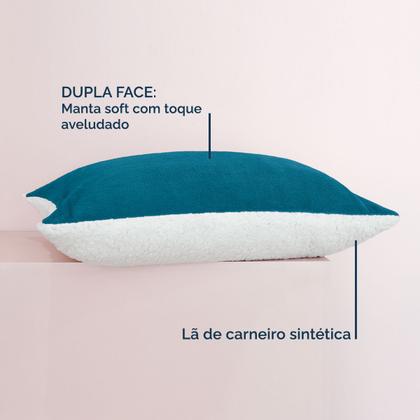 Imagem de Par De Fronhas Sherpa/Manta Soft Fleece Dupla Face 70 X 50cm