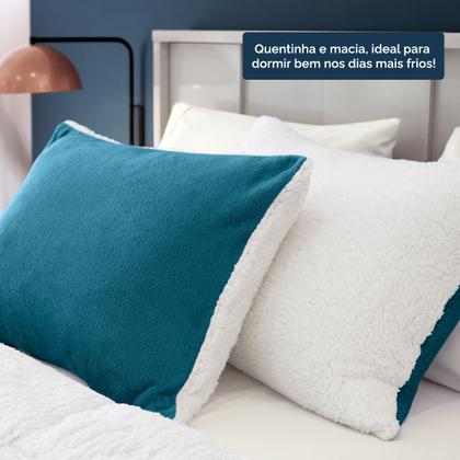 Imagem de Par De Fronhas Sherpa/Manta Soft Fleece Dupla Face 70 X 50cm