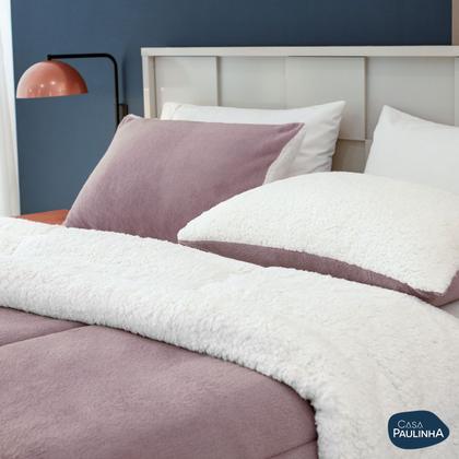 Imagem de Par De Fronhas Sherpa/Manta Soft Fleece Dupla Face 70 X 50cm