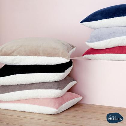 Imagem de Par De Fronhas Sherpa/Manta Soft Fleece Dupla Face 70 X 50cm