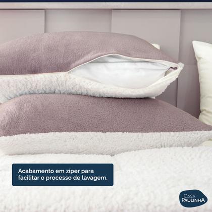 Imagem de Par De Fronhas Sherpa/Manta Soft Fleece Dupla Face 70 X 50cm