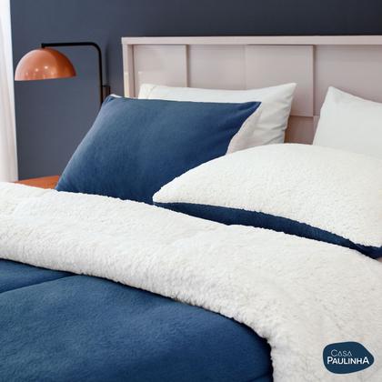 Imagem de Par De Fronhas Sherpa/Manta Soft Fleece Dupla Face 70 X 50cm