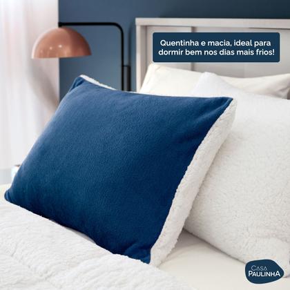 Imagem de Par De Fronhas Sherpa/Manta Soft Fleece Dupla Face 70 X 50cm