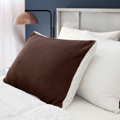 Imagem de Par De Fronhas Sherpa/Manta Soft Fleece Dupla Face 70 X 50cm