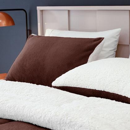 Imagem de Par De Fronhas Sherpa/Manta Soft Fleece Dupla Face 70 X 50cm