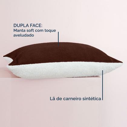 Imagem de Par De Fronhas Sherpa/Manta Soft Fleece Dupla Face 70 X 50cm