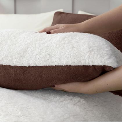 Imagem de Par De Fronhas Sherpa/Manta Soft Fleece Dupla Face 70 X 50cm