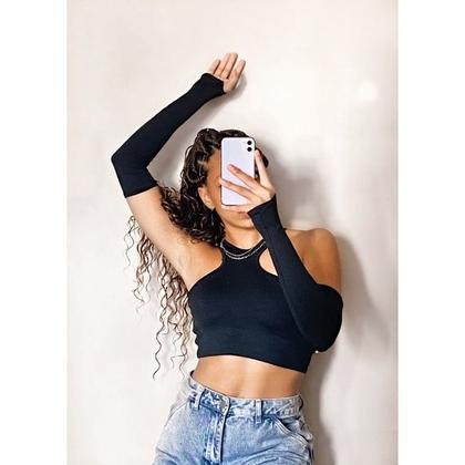 Imagem de Par de Luvas longas de suplex com dedeira luvinha para completar seu look usar com bodys croppeds vestidos festival eventos cosplay fantasia