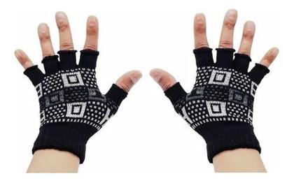 Imagem de Par De Luvas Preta Lã Sem Dedo Unissex Tamanho Único Moda Preto