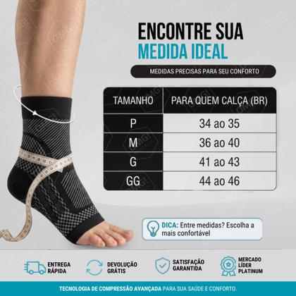 Imagem de Par de meias ortopédicas de alta compressão tornozelo para alivio de Dores e Inchaço - ORIGINAL OMG