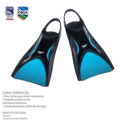 Imagem de Par De Nadadeira Powerfin Speedo Azul Tamanho M 37 A 39