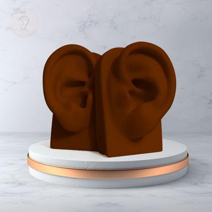 Imagem de Par de Orelha de Silicone Vertical Marrom