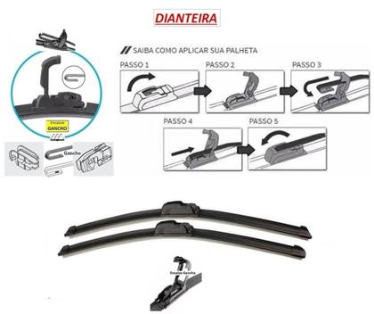 Imagem de Par De Palhetas Limpador De Parabrisa Dianteiro Nissan Frontier 2007 ate 2020