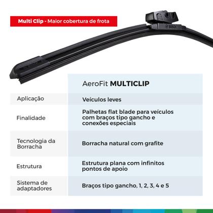 Imagem de Par de Palhetas Limpador Parabrisa Multiclip Original Bosch Volkswagen Up 2014 a 2021