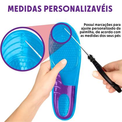 Imagem de Par de Palmilhas Gel Anti Impacto Tamanho Ajustável