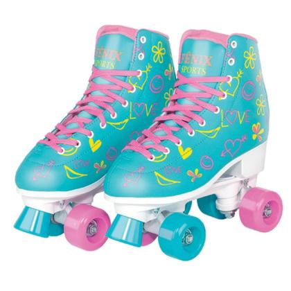 Imagem de Par de Patins Radkal 4 Rodas Ajustaveis Tamanho 39 a 42 Azul Fenix Brinquedos Suporta até 70Kg - RL-07A