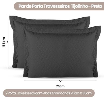 Imagem de Par de Porta Travesseiros Matelados com Abas Americanas 2 Peças