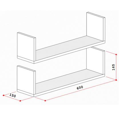 Imagem de Par de Prateleiras ABA U P15cm Minimalista Preto com uma prateleira MDF Organizador Escritório Quarto Sala  - Rufatto Decorações