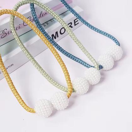 Imagem de Par De Prendedor De Cortina Magnético Presilha Com Pérolas