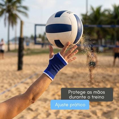 Imagem de Par de Protetor de Mão Esportivo Azul Luva Proteção Academia Treino Fitnes