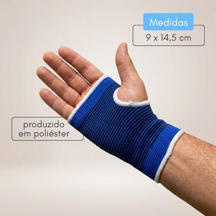 Imagem de Par de Protetor de Mão Esportivo Azul Luva Proteção Academia Treino Fitnes