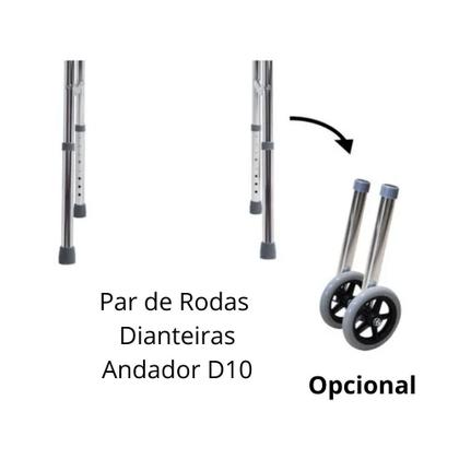 Imagem de Par de Rodas Dianteiras do Andador modelo D10 para 130 kg - Dellamed