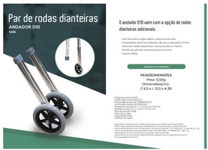 Imagem de Par de Rodas Para Andador D10 Dobrável Articulado Dellamed
