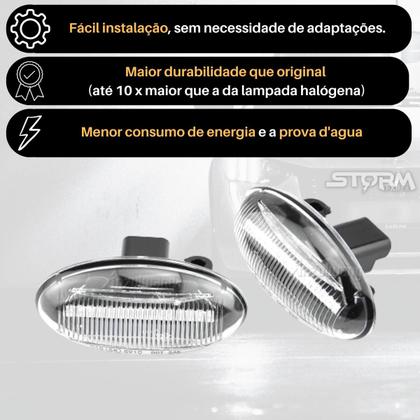 Par de Seta Pisca sequencial Peugeot 206 2005 a 2010 lâmpada Led