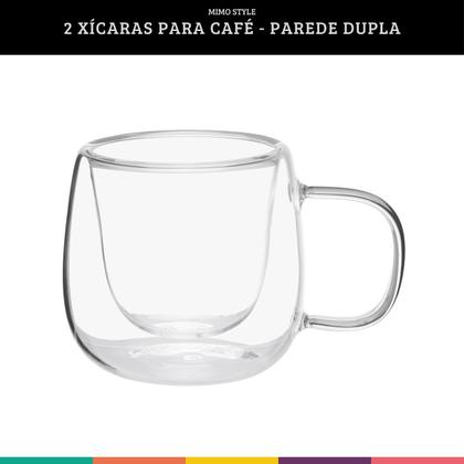 Imagem de Par de Xícaras Premium Chá Café Parede Dupla 80ml Mimo Style