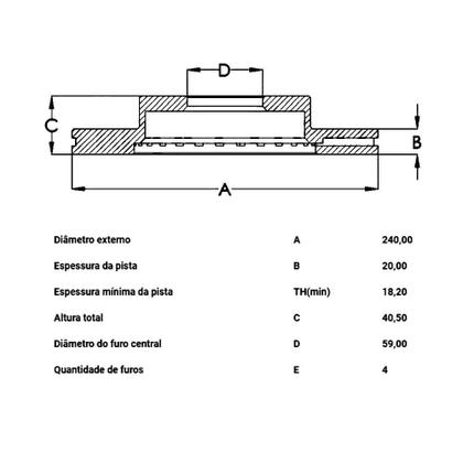 Imagem de Par Disco Freio Fiat Uno Novo 2011 a 2018 Dianteiro Ventilado Hipper Freios