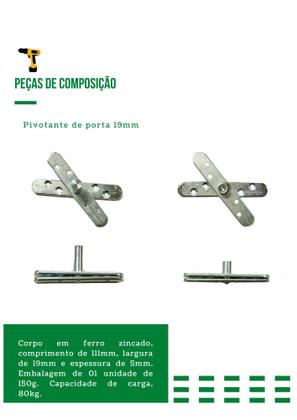 Imagem de Par Dobradiça Pivotante 19mm para Portas - Aço - Alfer