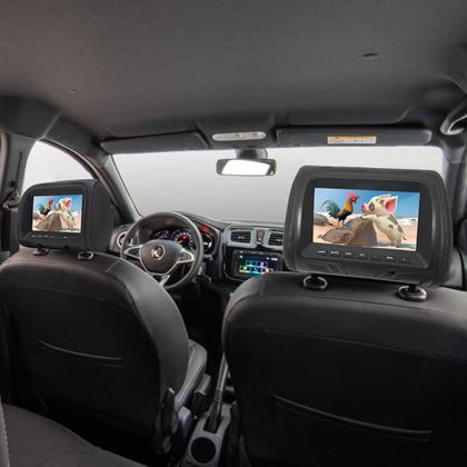 Imagem de Par Encosto Com Tela Lcd Grafite Cinza Escuro Nissan Kicks 2016 2017 7 Polegadas Dependente Replicação Visor Monitor