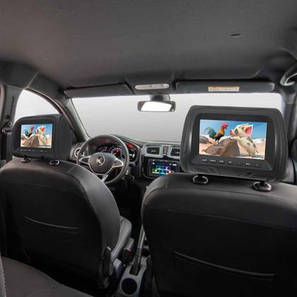 Imagem de Par Encosto Com Tela Lcd Grafite Cinza Escuro Ssangyong Korando 2011 2012 2013 Dependente Espelhamento Multimídia