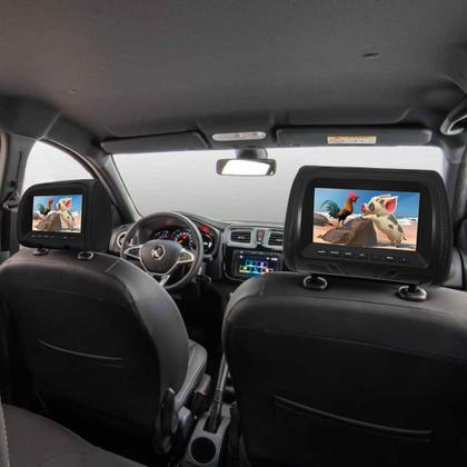 Imagem de Par Encosto Com Tela Lcd Preto Suzuki SX4 2008 2009 2010 2011 2012 2013 7 Polegadas Dependente Espelhamento Multimídia