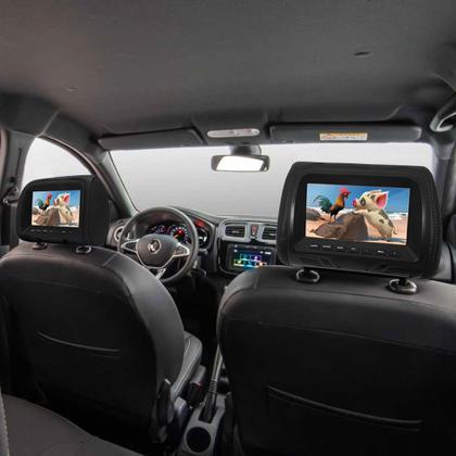 Imagem de Par Encosto Com Tela Lcd Preto Toyota Rav4 2010 2011 2012 2013 2014 2015 Dependente Espelhamento Multimídia